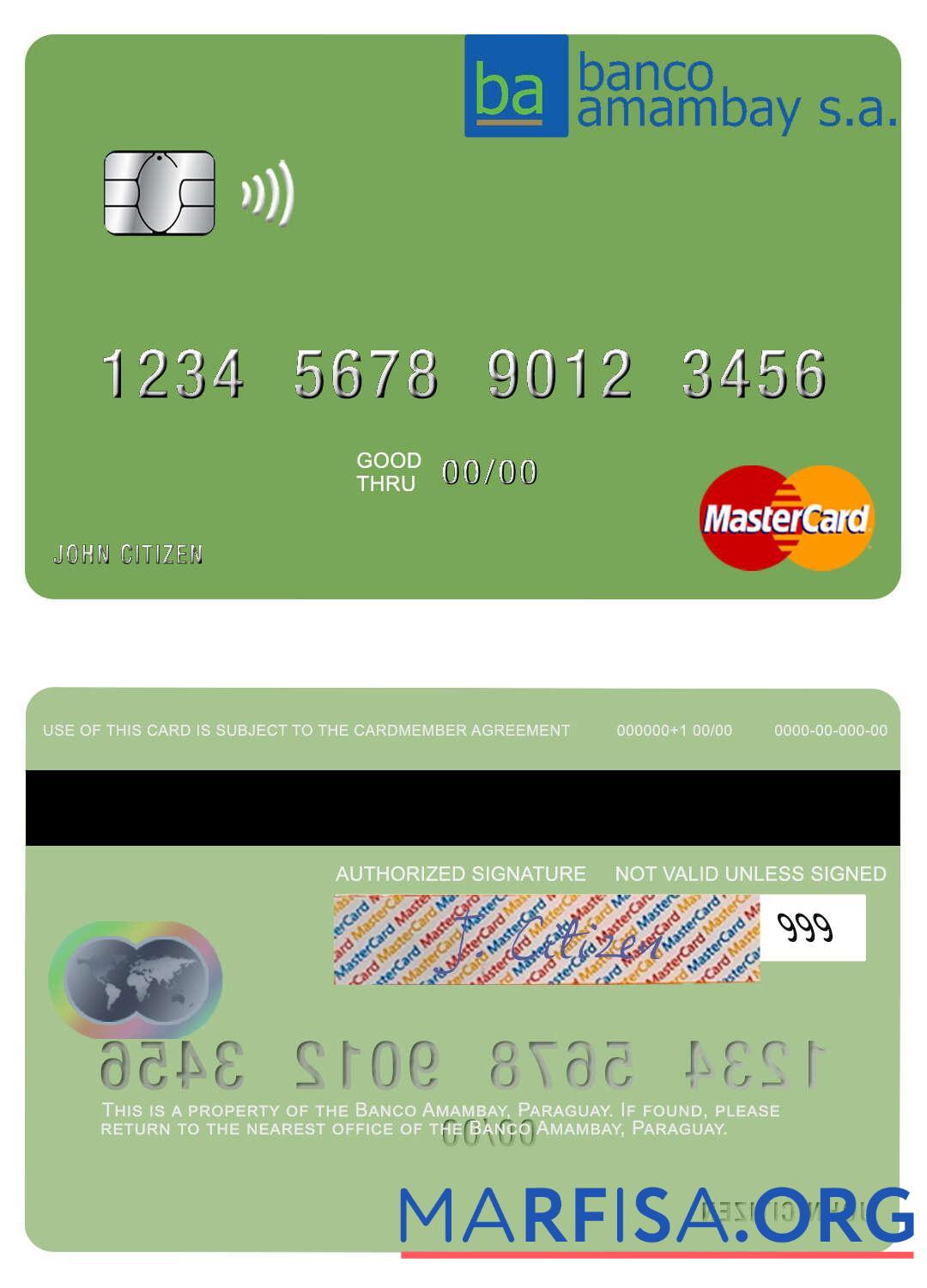 Downloadable Paraguay Banco Amambay mastercard sample
